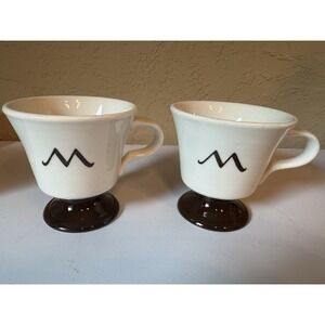 Vintage Walker China Footed Pedestal Coffee Mugs Pair 1943 Restaurant Ware